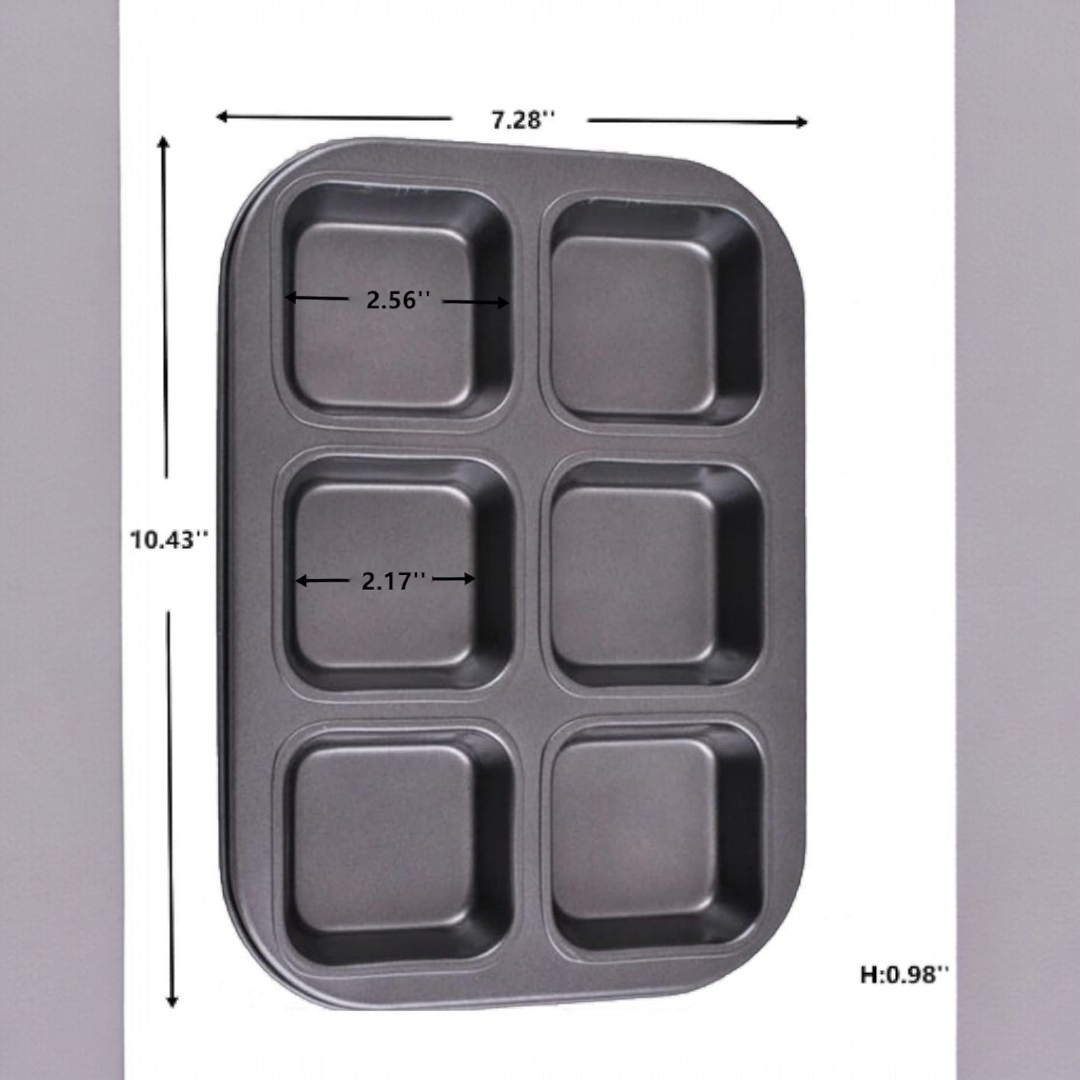 6 Cavity Brownie Carbon Coated tray