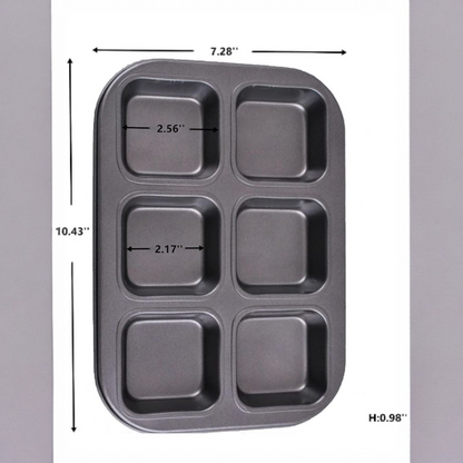 6 Cavity Brownie Carbon Coated tray