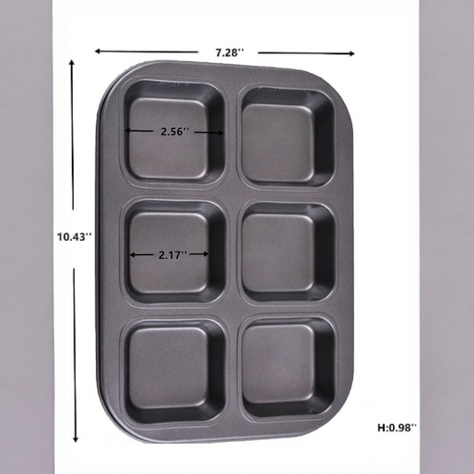 6 Cavity Brownie Carbon Coated tray