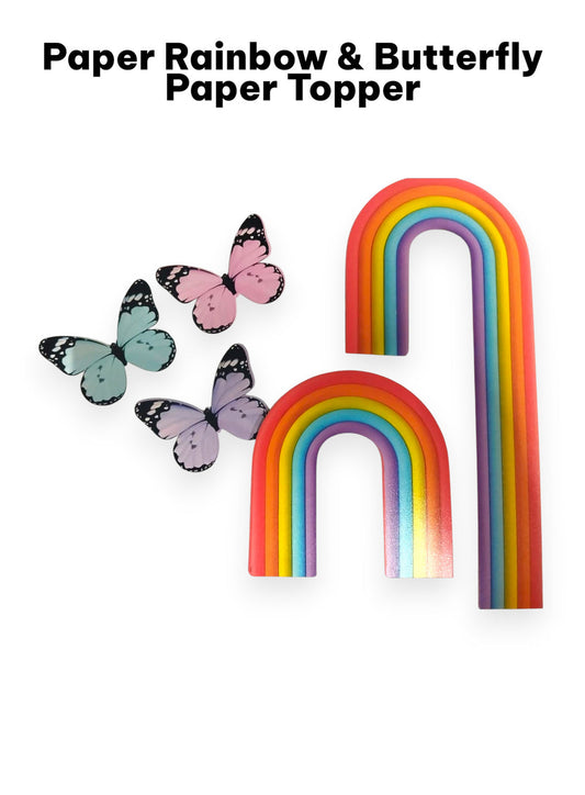 Paper Rainbow Topper Sets with Butterflies | Pack Of 6 pcs #Design 7
