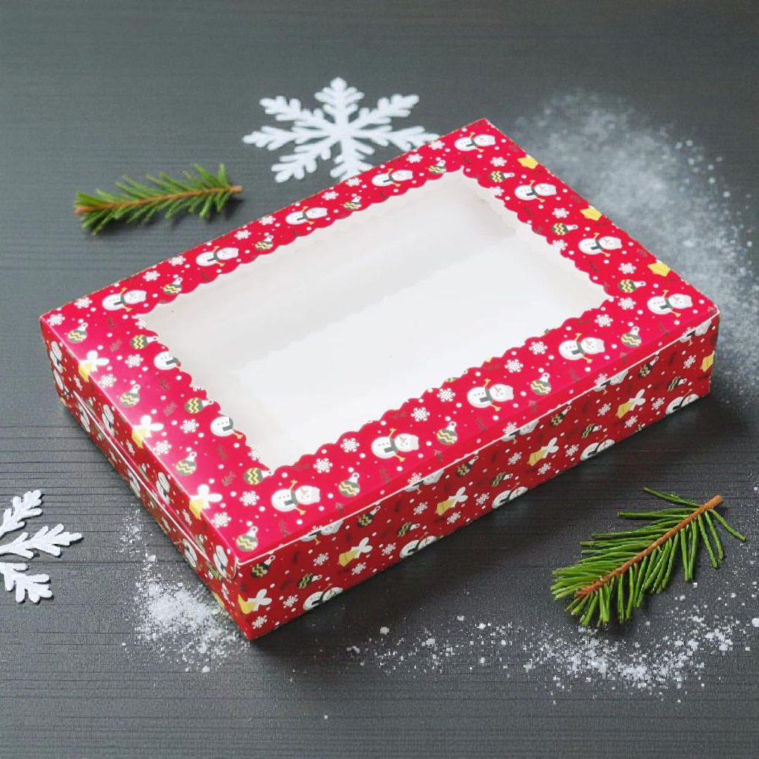 Brownie Box 4 Pcs Christmas Red - Size 6×6×2 |10 PC's pack