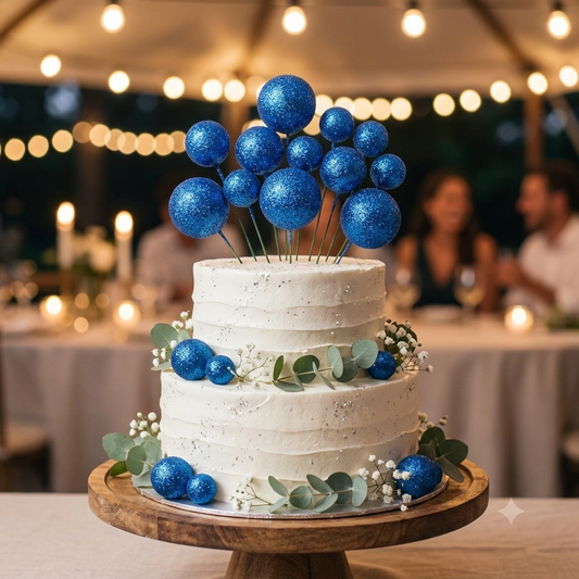 Glitter Faux Ball Blue Colour  20 pcs pack