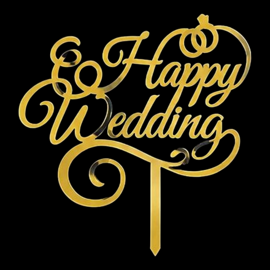 5" Acrylic Cake Topper Happy Wedding #1