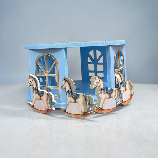Carousel Round Cake Stand | Blue