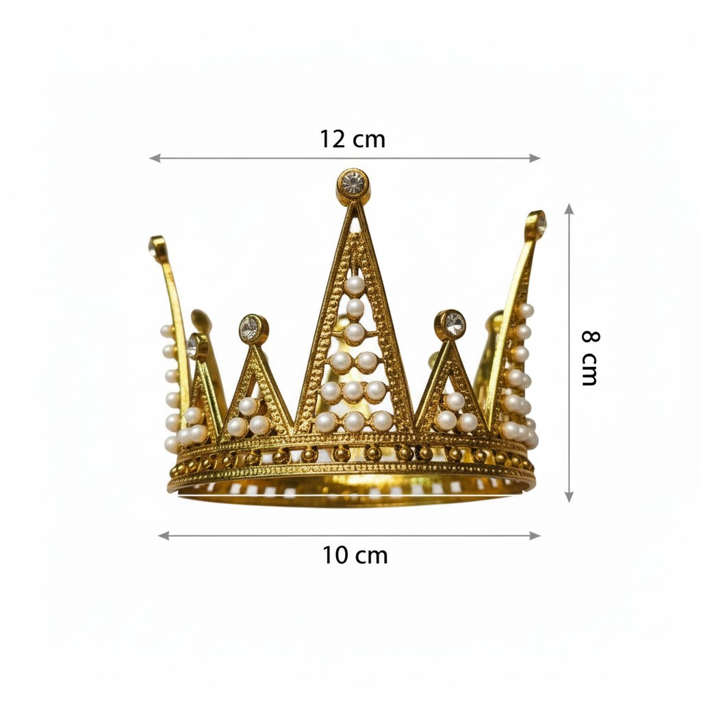 Plastic Cake Crown Pearl| Design No.F18 |Golden