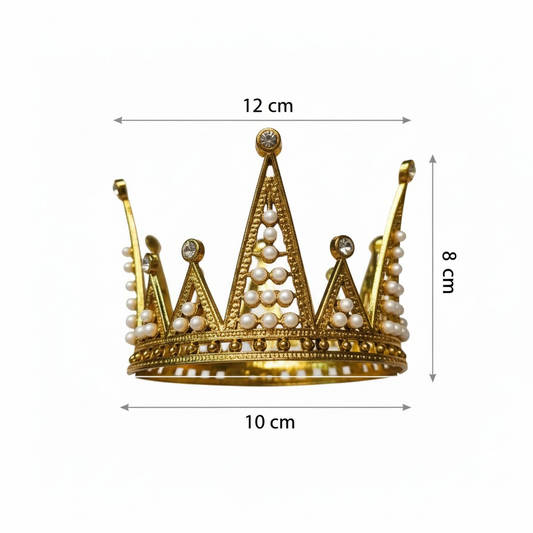Plastic Cake Crown Pearl| Design No.F18 |Golden