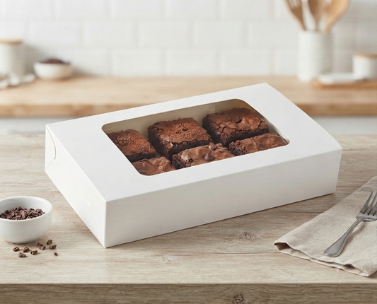 BROWNIE BOX 6P  SIZE 9*6*2 Plain White -10 PCS PACK