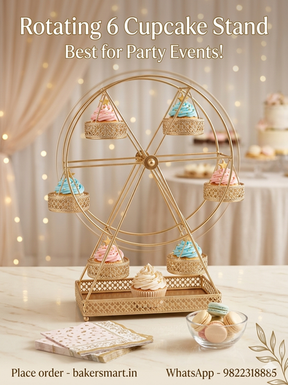 Metal Cupcake Stand Ferris Wheel 6 cupcake Holder Golden