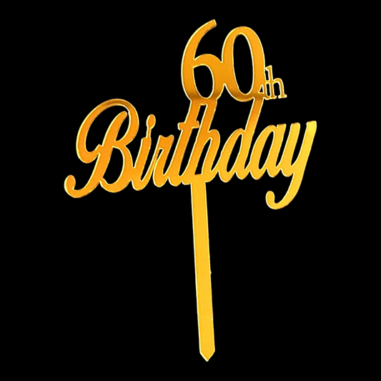 Acrylic Cake Topper Happy Birthday 60th #1