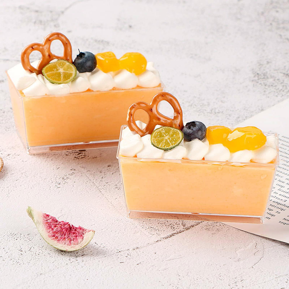 Acrylic Mini Rectangular Dessert Tubs| Best For Pudding , Tiramisu , Mousse | 10 PC's pack