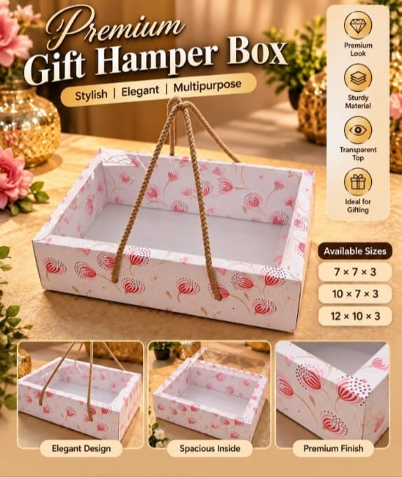 Hamper Box White Floral Print #2| 10 pcs pack