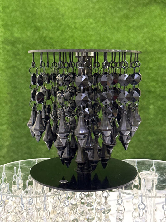Round Acrylic Spacer| Chandelier with Black Diamond Tier Cake Spacer 6 Inch Base & 6 Inch Height