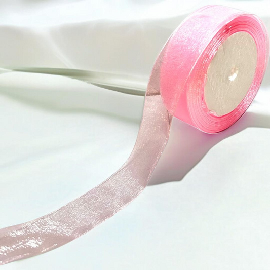 Premium organza Ribbon | size- 25 mm-|  Length -30 mtr|Light Pink