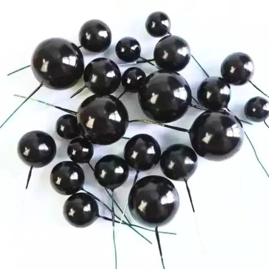 FAUX BALL MULTISIZE BLACK 20PCS
