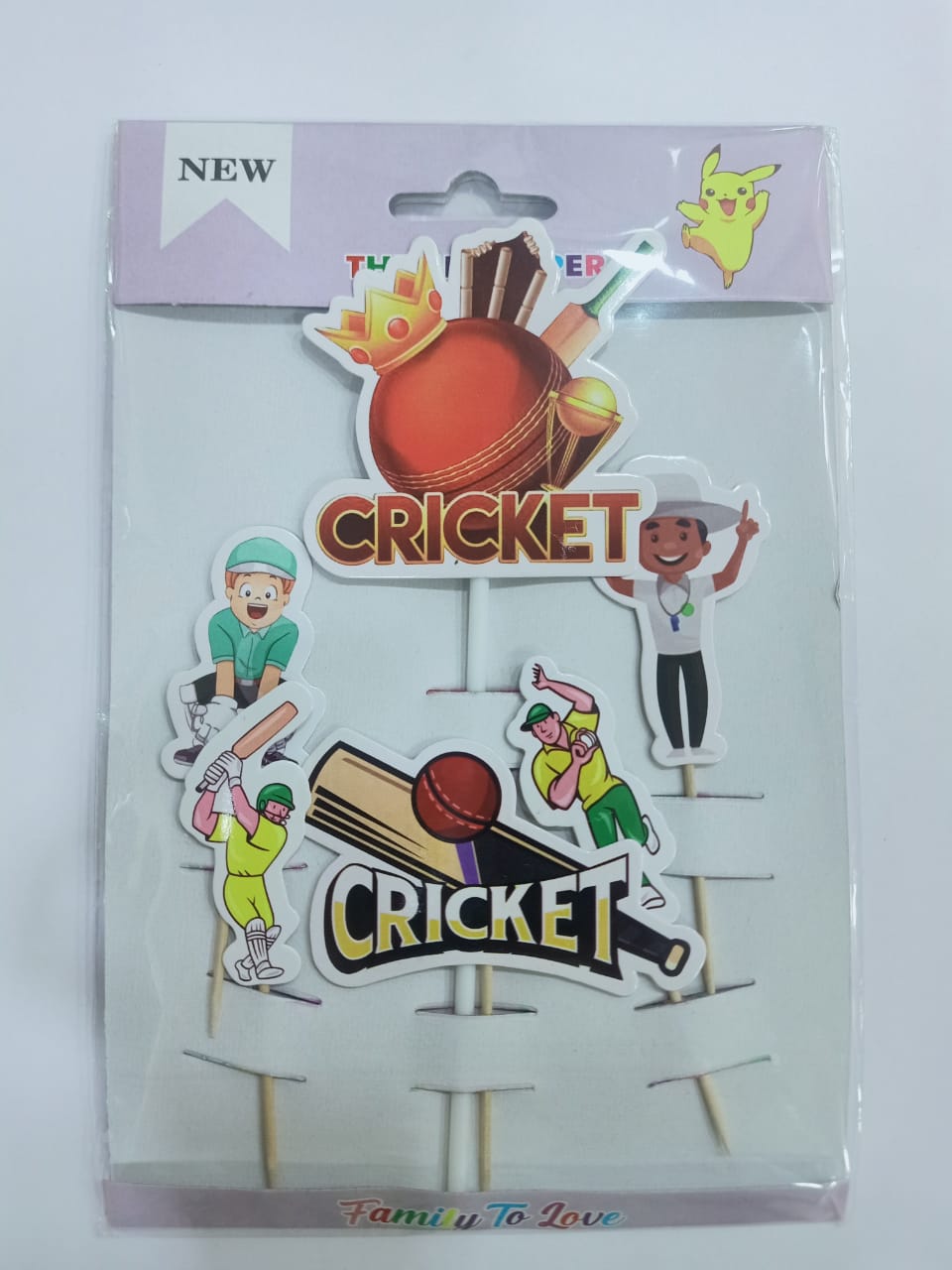 6 PC Cricket, Batball, Trophy Cricket Kit Theme, Cake Topper Insert, Cake  Topper, Cupcake Toppers Bday, Girls, Boys, Friends Bday Decorations Items/ Cake Accessories, Tags, Cards, Cake Toothpick Topper