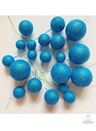 Glitter Faux Ball Blue Colour 20 pcs pack