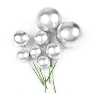 Imported Faux Ball Silver 12 pcs Pack
