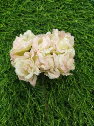 Artificial White Pink Rose Crush Flower Bunch Of 6 pc