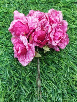 Artificial Pink Rose Crush Flower Bunch Of 6 pcs