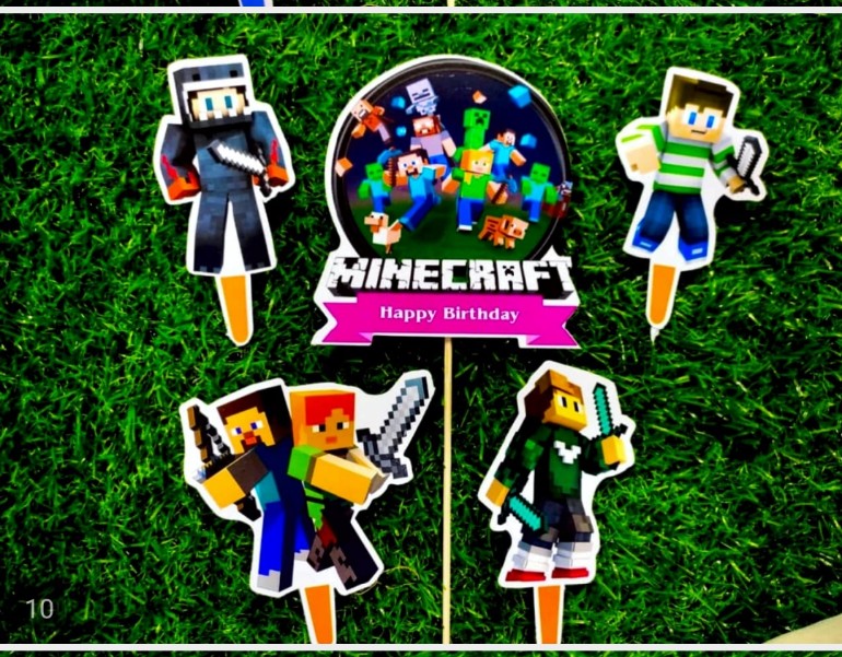 Minecraft Game Theme Birthday Party Supplies Decoration Banner Cupcake Cake  Toppers Balloons Kit | Fruugo KR
